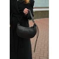 Жіноча сумка-хобо з натуральної шкіри чорна BAGS4LIFE 716С