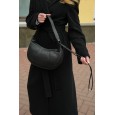 Женская сумка-хобо с натуральной кожи черная BAGS4LIFE 716С