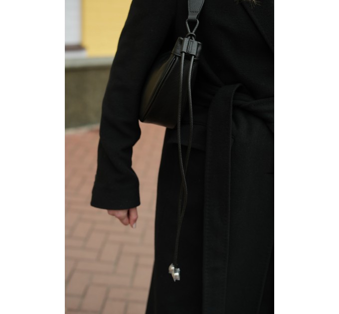 Женская сумка-хобо с натуральной кожи черная BAGS4LIFE 716С