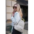 Жіночий рюкзак з натуральної шкіри біло-сірий BAGS4LIFE 729 з карманом