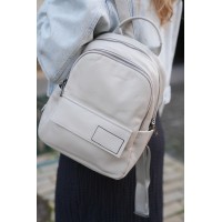 Жіночий рюкзак з натуральної шкіри біло-сірий BAGS4LIFE 729 з карманом