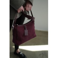 Жіноча сумка з натуральної шкіри та замші бордова BAGS4LIFE 7018