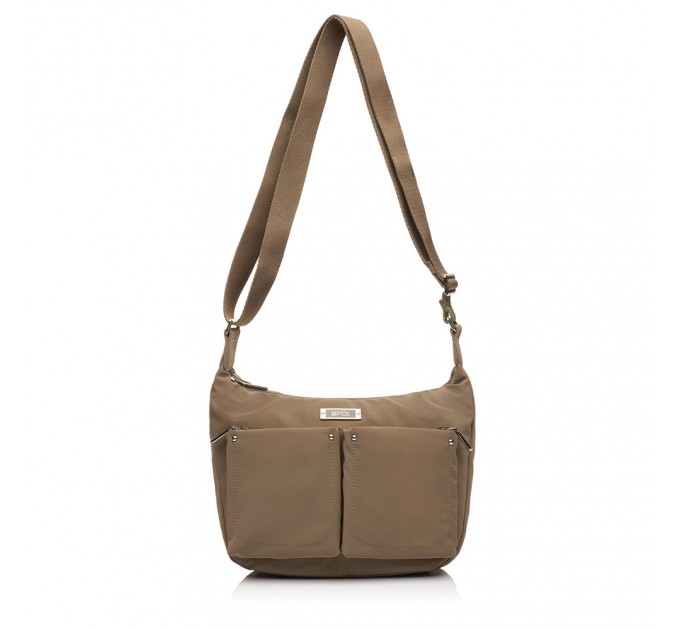Сумка-месенджер жіноча з поліестера світло-коричнева EPOL 6116-03 з накладними карманами