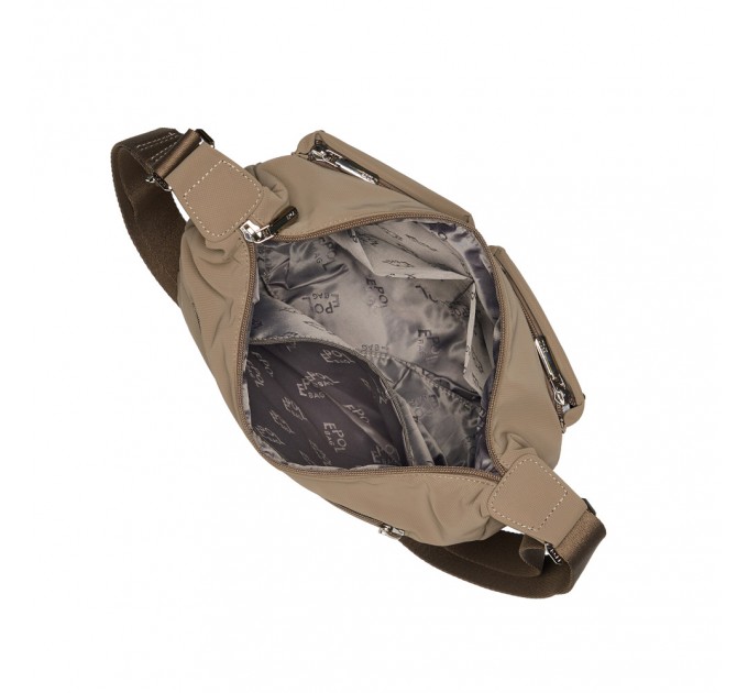 Сумка-месенджер жіноча з поліестера світло-коричнева EPOL 6116-03 з накладними карманами