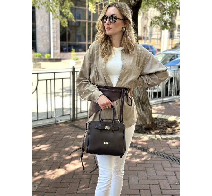 Сумка жіноча з натуральної шкіри коричнева BAGS4LIFE 6656