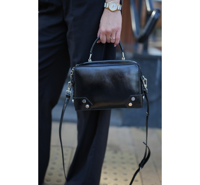 Сумка жіноча з натуральної шкіри чорна BAGS4LIFE 1202-1