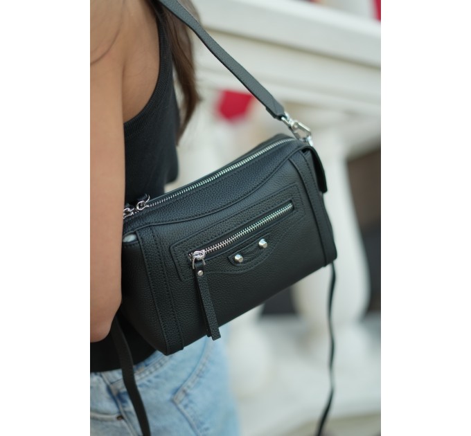 Жіноча сумка з натуральної шкіри чорна BAGS4LIFE 9332