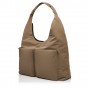 Жіноча сумка-шопер з поліестера світло-коричнева EPOL 6116-04 з накладними кишенями
