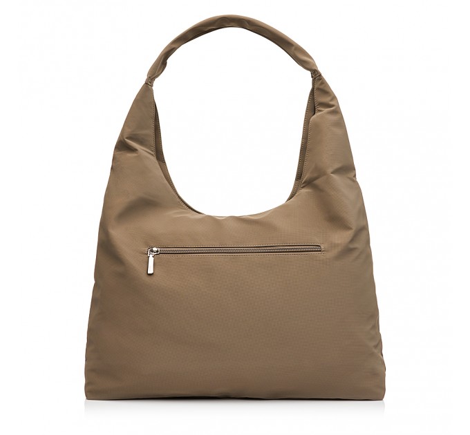 Женская сумка-шоппер из полиэстера светло-коричневая EPOL 6116-04 с накладными карманами