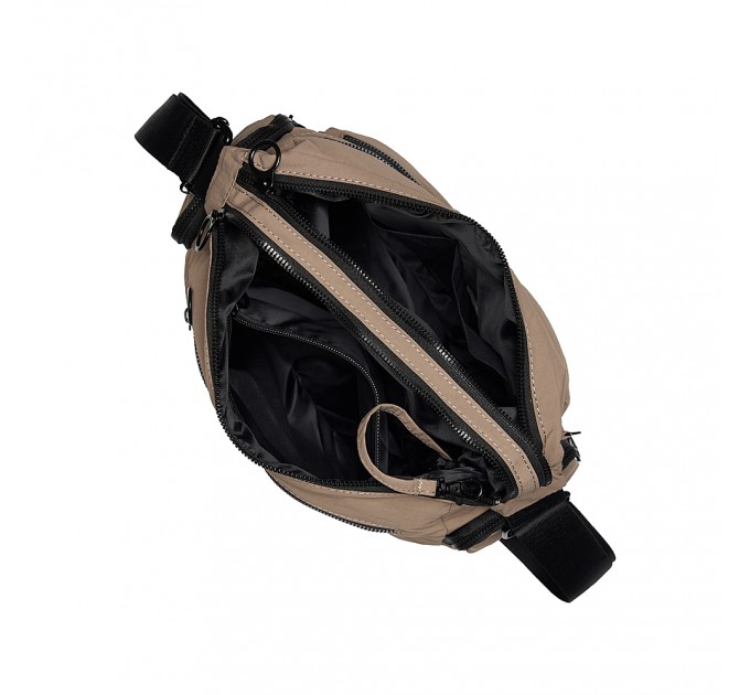 Сумка-хобо женская с полиэстера серая BAGS4LIFE 66605 с длинной ручкой