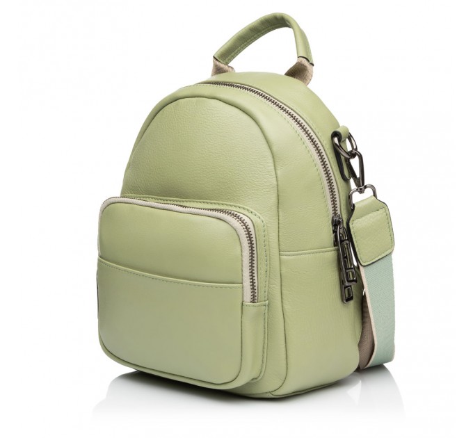Рюкзак жіночий з натуральної шкіри зелений BAGS4LIFE 658