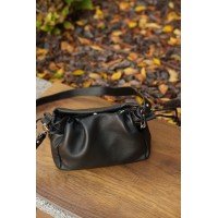 Жіноча сумка з натуральної шкіри чорна BAGS4LIFE 99-57 з затяжками