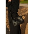 Жіноча сумка з натуральної шкіри чорна BAGS4LIFE 99-57 з затяжками