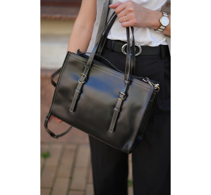 Сумка жіноча з натуральної шкіри чорна BAGS4LIFE 272
