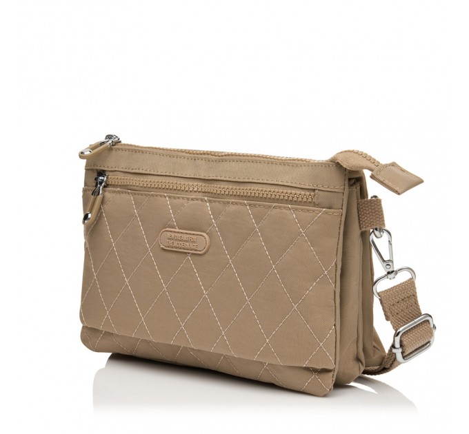 Сумка крос-боді жіноча з поліестера бежева BAGS4LIFE 88007 стьобана кишеня