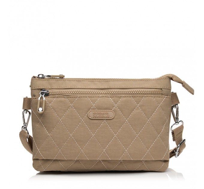 Сумка крос-боді жіноча з поліестера бежева BAGS4LIFE 88007 стьобана кишеня