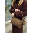 Сумка жіноча з натуральної шкіри та замші коричнева BAGS4LIFE 98129 з монетницею