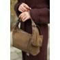 Сумка жіноча з натуральної шкіри та замші коричнева BAGS4LIFE 98129 з монетницею
