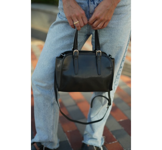 Жіноча сумка з натуральної шкіри чорна BAGS4LIFE 5515
