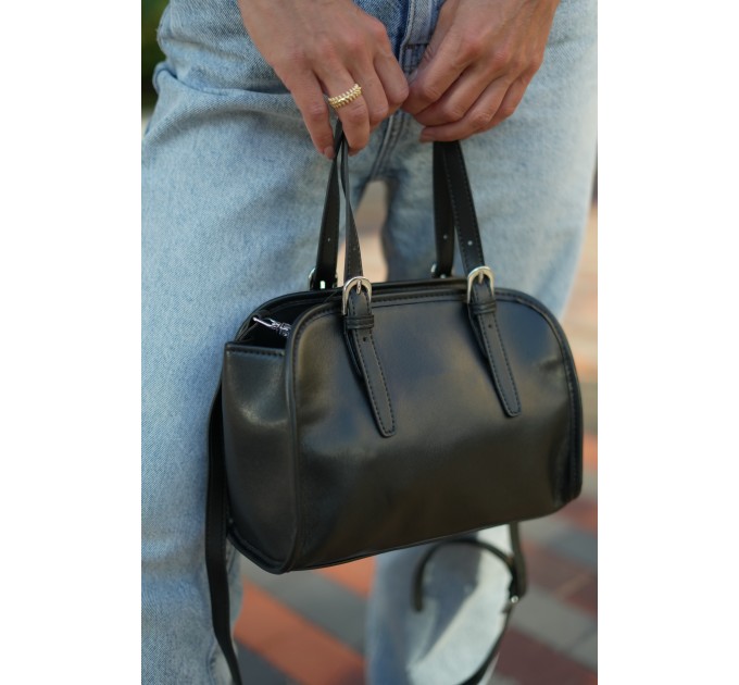 Жіноча сумка з натуральної шкіри чорна BAGS4LIFE 5515