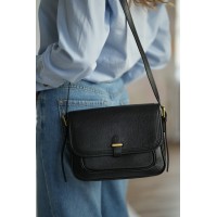 Жіноча сумка крос-боді з натуральної шкіри чорна BAGS4LIFE 88366 з клапаном