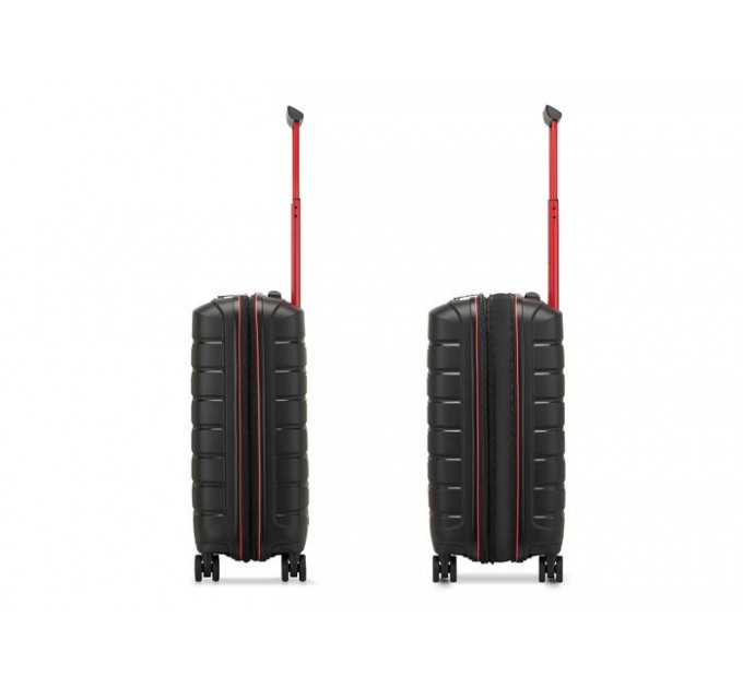 Валіза маленька пластикова чорний дим Roncato B-FLYING MOVE 418181/81 з розширенням