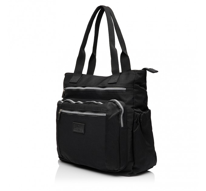 Жіноча сумка-шопер з поліестера чорна BAGS4LIFE 5195 з короткими ручками
