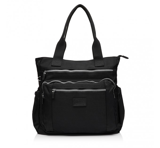 Жіноча сумка-шопер з поліестера чорна BAGS4LIFE 5195 з короткими ручками