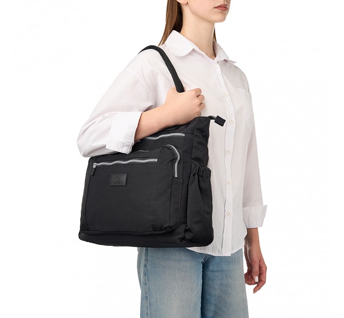 Жіноча сумка-шопер з поліестера чорна BAGS4LIFE 5195 з короткими ручками