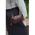 Женская сумка-бочонок из натуральной кожи коричневая BAGS4LIFE 528 с карманом