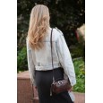 Женская сумка-бочонок из натуральной кожи коричневая BAGS4LIFE 528 с карманом