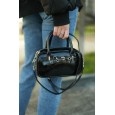 Жіноча сумка з натуральної шкіри чорна BAGS4LIFE 6028 з ремінцем