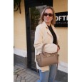 Жіноча сумка-портфель з натуральної шкіри бежева BAGS4LIFE 8302 з ремінцем та двома ручками