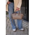 Жіноча сумка-портфель з натуральної шкіри бежева BAGS4LIFE 8302 з ремінцем та двома ручками