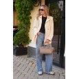 Жіноча сумка-портфель з натуральної шкіри бежева BAGS4LIFE 8302 з ремінцем та двома ручками
