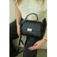Женская сумка из натуральной кожи черная BAGS4LIFE 77-12 с клапаном и ручкой