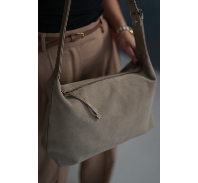 Женская сумка из натуральной кожи и замши бежевая Vito Torelli 1105 6019/1075