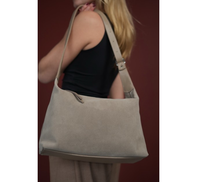 Женская сумка из натуральной кожи и замши бежевая Vito Torelli 1105 6019/1075