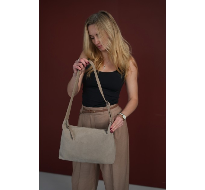 Женская сумка из натуральной кожи и замши бежевая Vito Torelli 1105 6019/1075