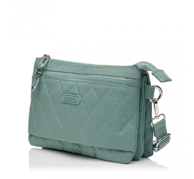 Сумка кросс-боди женская из полиэстера зеленая BAGS4LIFE 88007 стеганный карман