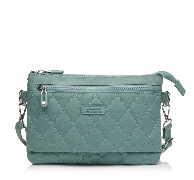 Сумка кросс-боди женская из полиэстера зеленая BAGS4LIFE 88007 стеганный карман