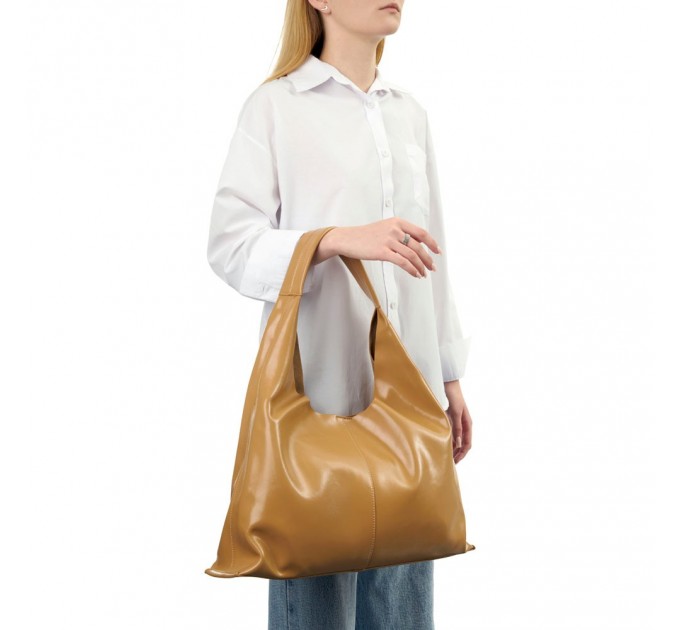 Сумка хобо жіноча з натуральної шкіри бежева BAGS4LIFE 89-7052