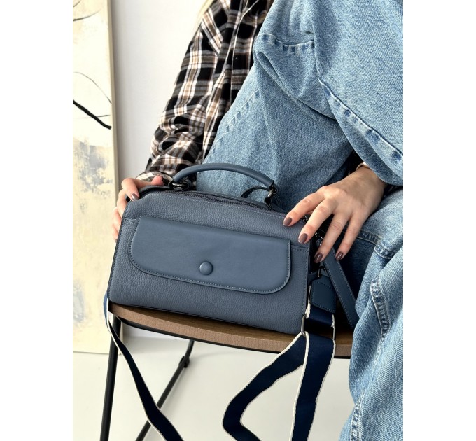 Сумка женская из натуральной кожи синяя BAGS4 LIFE 8211