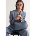 Жіноча сумка багет з натуральної шкіри синя BAGS4LIFE 8209 з ручкою на застібці, з ремінцем