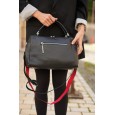 Жіноча сумка-саквояж з натуральної шкіри чорна BAGS4LIFE 79017 з двома довгими ременями