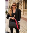 Жіноча сумка-саквояж з натуральної шкіри чорна BAGS4LIFE 79017 з двома довгими ременями
