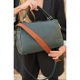 Жіноча сумка-саквояж з натуральної шкіри темно-зелена BAGS4LIFE 79017 з двома довгими ременями