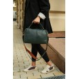 Жіноча сумка-саквояж з натуральної шкіри темно-зелена BAGS4LIFE 79017 з двома довгими ременями