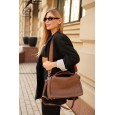 Жіноча сумка-саквояж з натуральної шкіри коричнева BAGS4LIFE 79017 з двома довгими ременями