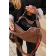 Жіноча сумка-саквояж з натуральної шкіри коричнева BAGS4LIFE 79017 з двома довгими ременями